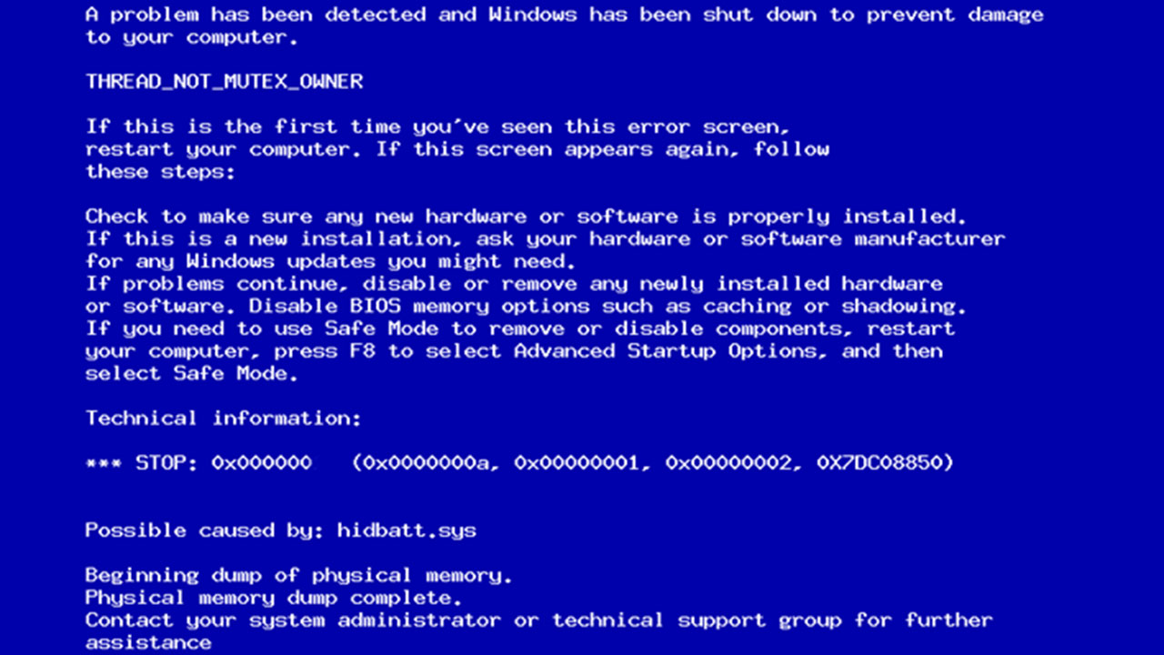 0x000000 Ошибка Windows BSOD