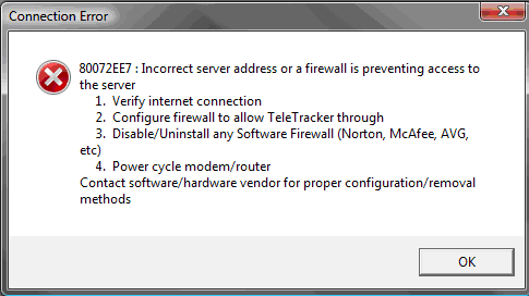 В Windows Update при попытке обновления появляется error 80072ee7